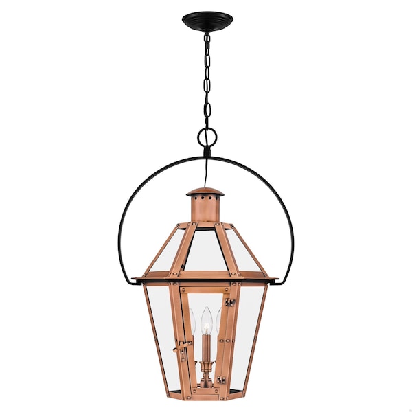 Quoizel Burdett 3-Light Aged Copper Outdoor Hanging Lantern BURD1918AC - main